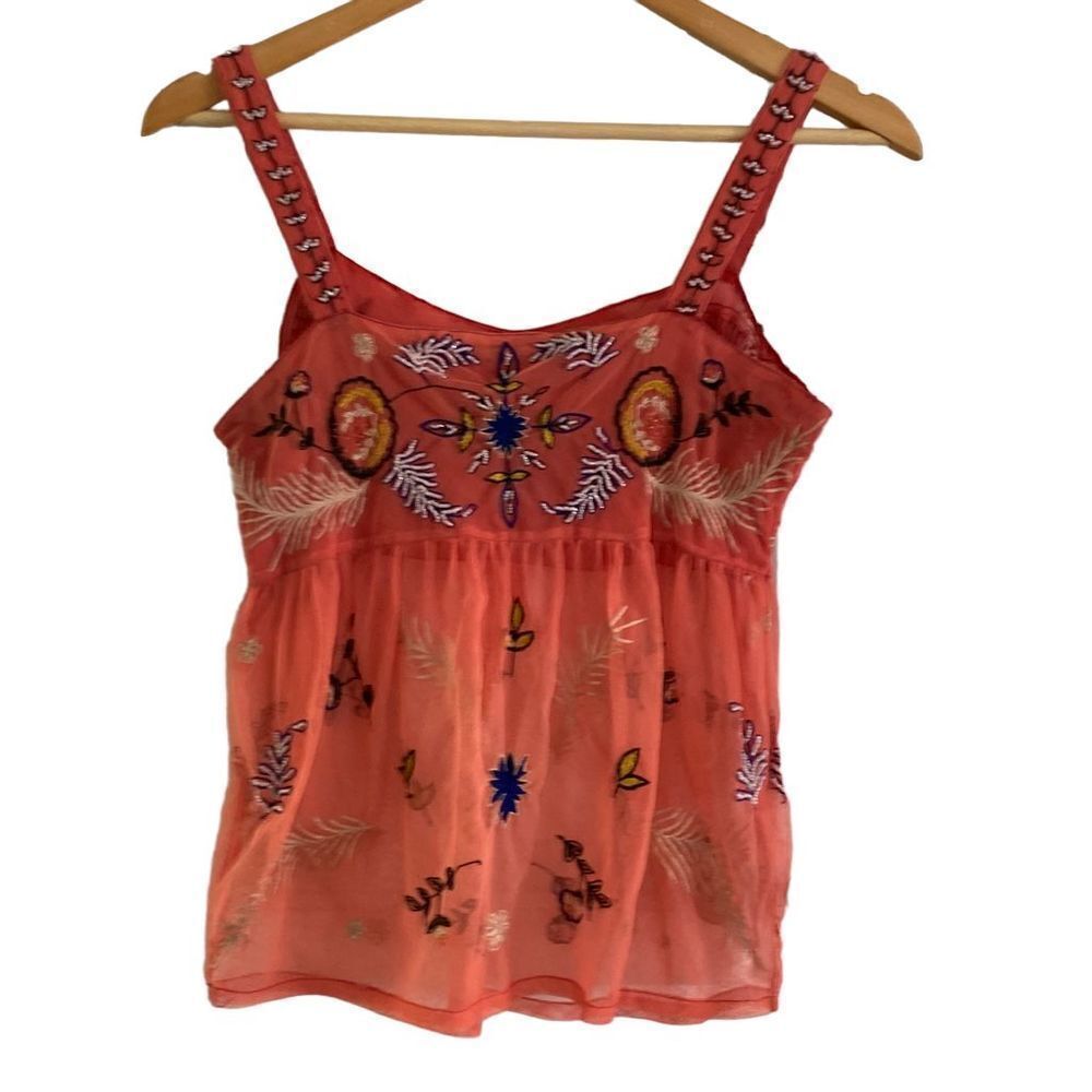 MOYNA Top Women’s Baby Doll Style Coral Ground XS - Picture 2 of 8